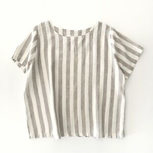 Conscious Clothing Chloe Linen Top Striped Size Large